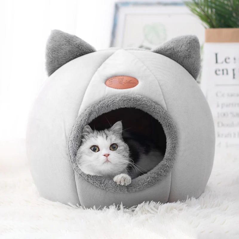 Cozy Winter Pet Cave Bed: Deep Sleep Comfort for Cats & Small Dogs