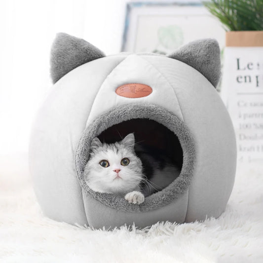 Cozy Winter Pet Cave Bed: Deep Sleep Comfort for Cats & Small Dogs