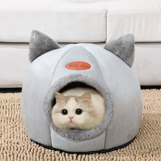 Cozy Winter Pet Cave Bed: Deep Sleep Comfort for Cats & Small Dogs