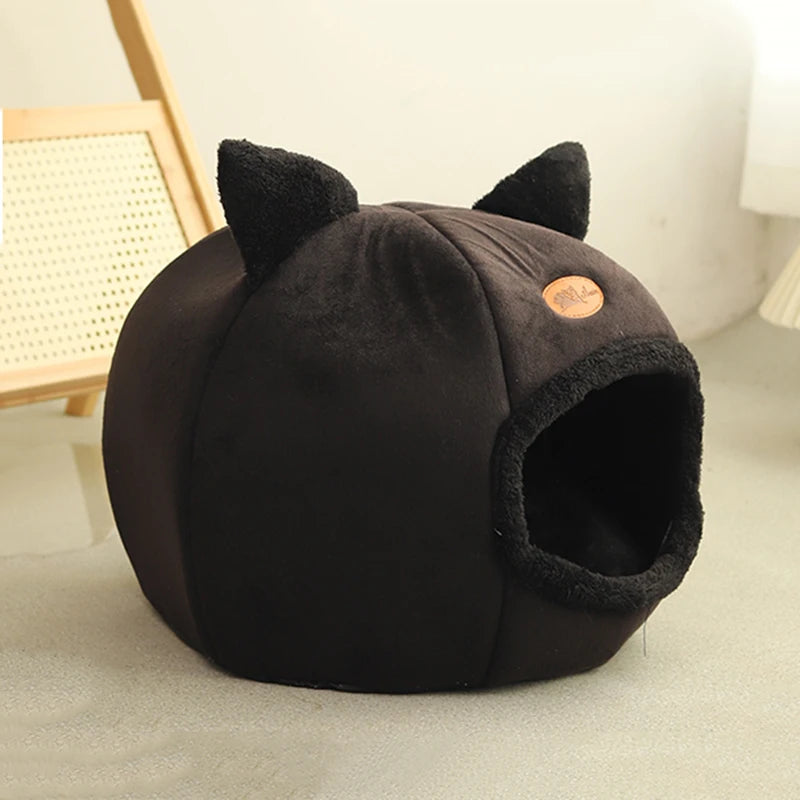 Cozy Winter Pet Cave Bed: Deep Sleep Comfort for Cats & Small Dogs