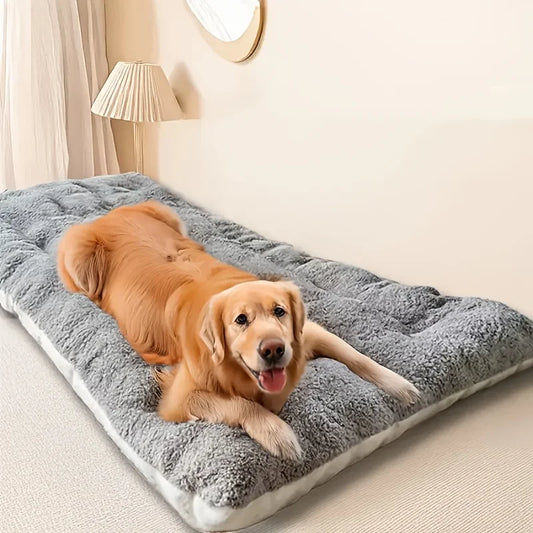 Plush Gray Dog Bed Super Soft Thick Polyester Pet Mat for Large Dogs