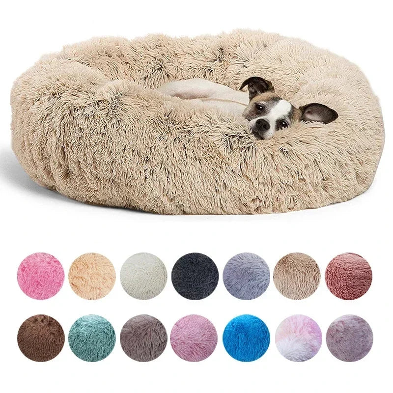 Super Soft Round Plush Pet Bed for Large Dogs & Cats - Warm Comfort