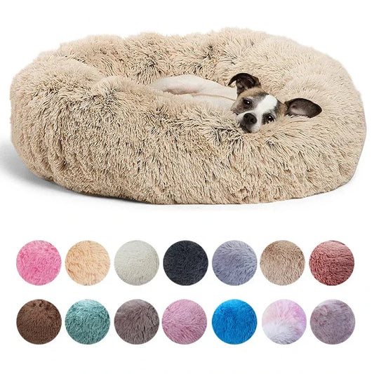 Super Soft Round Plush Pet Bed for Large Dogs & Cats - Warm Comfort