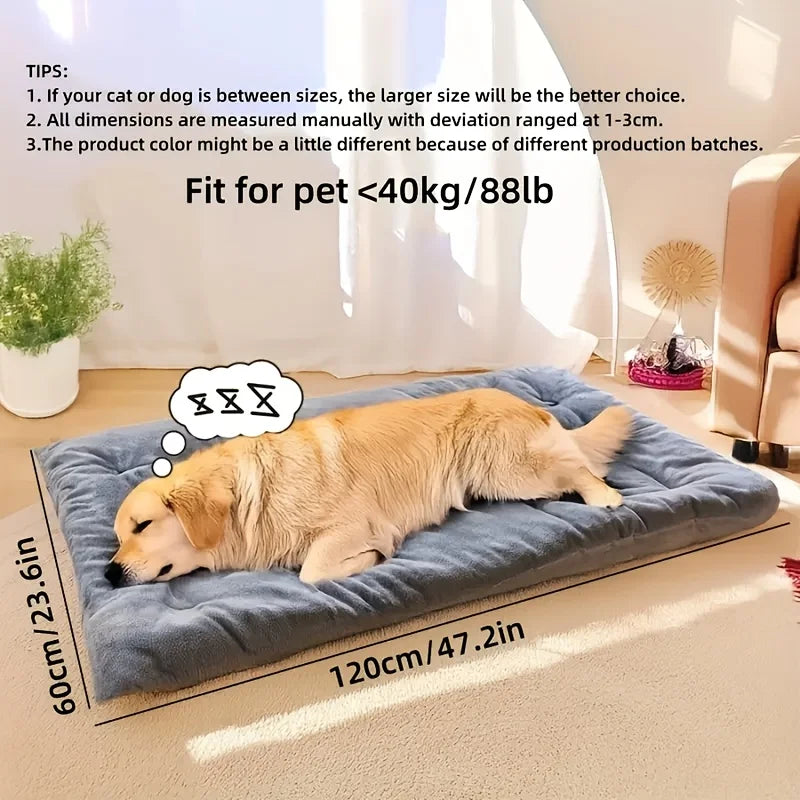 Plush Gray Dog Bed Super Soft Thick Polyester Pet Mat for Large Dogs