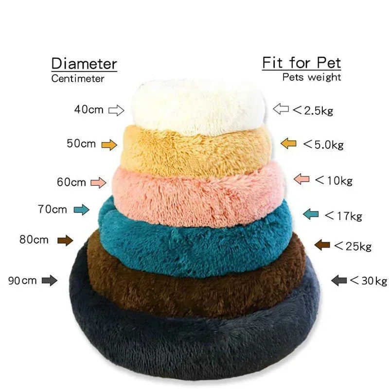Super Soft Round Plush Pet Bed for Large Dogs & Cats - Warm Comfort