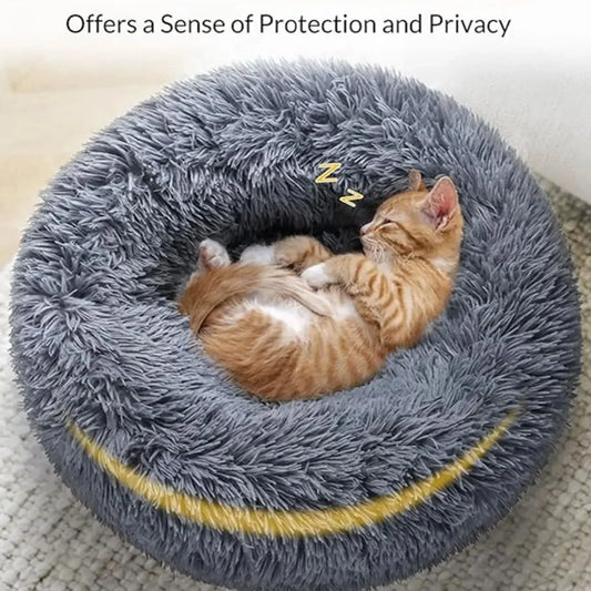 Super Soft Round Plush Pet Bed for Large Dogs & Cats - Warm Comfort